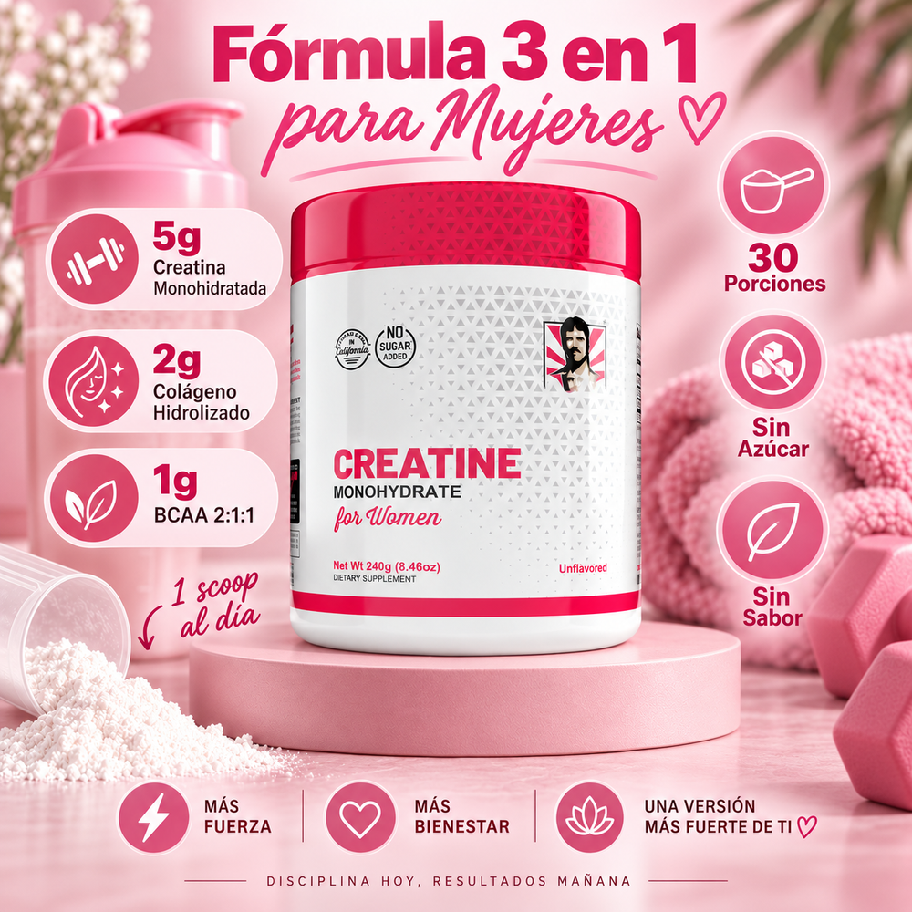 Creatina 3-en-1 para Mujeres | Fuerza, Rendimiento y Recuperación
