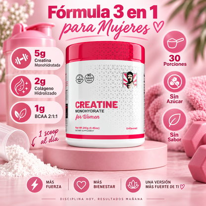 Creatina 3-en-1 para Mujeres | Fuerza, Rendimiento y Recuperación